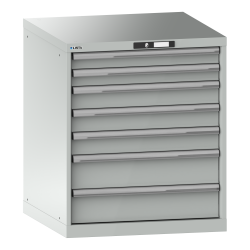 LISTA - Armoire à tiroirs 36x36E (LxPxH) 717x725x850mm 7 tiroirs (2x75/3x100/2x150) 75kg KEY Lock Gris clair RAL 7035