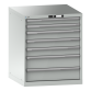 LISTA - Armoire à tiroirs 36x36E (LxPxH) 717x725x850mm 7 tiroirs (2x75/3x100/2x150) 75kg KEY Lock Gris clair RAL 7035