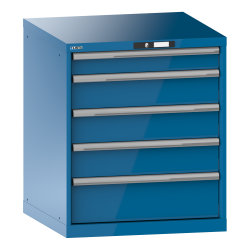 LISTA - Armoire à tiroirs 36x36E (LxPxH) 717x725x850mm 5 tiroirs (1x100/3x150/1x200) 75kg KEY Lock Bleu clair RAL 5012