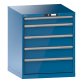 LISTA - Armoire à tiroirs 36x36E (LxPxH) 717x725x850mm 5 tiroirs (1x100/3x150/1x200) 75kg KEY Lock Bleu clair RAL 5012