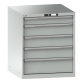 LISTA - Armoire à tiroirs 36x36E (LxPxH) 717x725x850mm 5 tiroirs (1x100/3x150/1x200) 75kg KEY Lock Gris clair RAL 7035