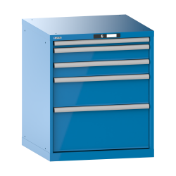 LISTA - Armoire à tiroirs 36x36E (LxPxH) 717x725x850mm 5 tiroirs (1x50/2x100/1x200/1x300) 75kg KEY Lock Bleu clair RAL 5012
