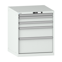 LISTA - Armoire à tiroirs 36x36E (LxPxH) 717x725x850mm 5 tiroirs (1x50/2x100/1x200/1x300) 75kg KEY Lock Gris clair RAL 7035