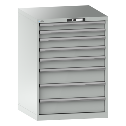 LISTA - Armoire à tiroirs 36x36E (LxPxH) 717x725x1000mm 8 tiroirs (2x75/3x100/3x150) 75kg KEY Lock Gris clair RAL 7035
