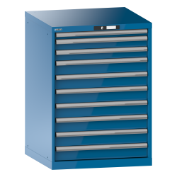 LISTA - Armoire à tiroirs 36x36E (LxPxH) 717x725x1000mm 10 tiroirs (1x50/2x75/7x100) 75kg KEY Lock Bleu clair RAL 5012