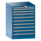 LISTA - Armoire à tiroirs 36x36E (LxPxH) 717x725x1000mm 10 tiroirs (1x50/2x75/7x100) 75kg KEY Lock Bleu clair RAL 5012