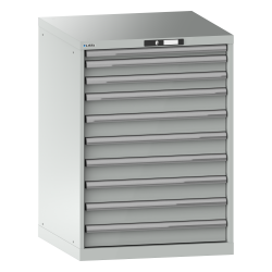 LISTA - Armoire à tiroirs 36x36E (LxPxH) 717x725x1000mm 10 tiroirs (1x50/2x75/7x100) 75kg KEY Lock Gris clair RAL 7035