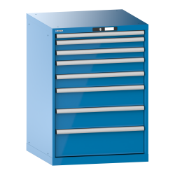 LISTA - Armoire à tiroirs 36x36E (LxPxH) 717x725x1000mm 8 tiroirs (1x50/2x75/2x100/2x150/1x200) 75kg KEY Lock Bleu clair RAL 5012
