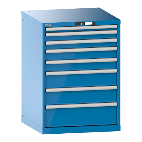 LISTA - Armoire à tiroirs 36x36E (LxPxH) 717x725x1000mm 8 tiroirs (1x50/2x75/2x100/2x150/1x200) 75kg KEY Lock Bleu clair RAL 5012
