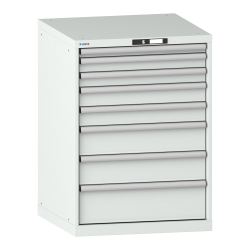 LISTA - Armoire à tiroirs 36x36E (LxPxH) 717x725x1000mm 8 tiroirs (1x50/2x75/2x100/2x150/1x200) 75kg KEY Lock Gris clair RAL 7035