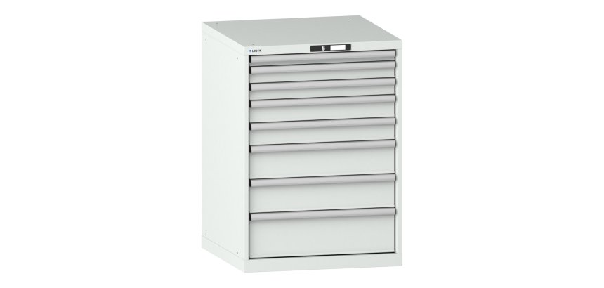 Armoire à tiroirs Lista 36x36E H 100 x L 71,7 x P 72,5 cm 8 tiroirs (1 x 5, 2 x 7,5, 2 x 10, 2 x 15 et 1 x 20 cm) Key Lock