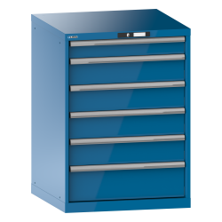 LISTA - Armoire à tiroirs 36x36E (LxPxH) 717x725x1000mm 6 tiroirs (1x100/4x150/1x200) 75kg KEY Lock Bleu clair RAL 5012