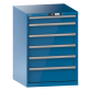 LISTA - Armoire à tiroirs 36x36E (LxPxH) 717x725x1000mm 6 tiroirs (1x100/4x150/1x200) 75kg KEY Lock Bleu clair RAL 5012