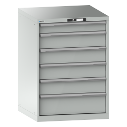 LISTA - Armoire à tiroirs 36x36E (LxPxH) 717x725x1000mm 6 tiroirs (1x100/4x150/1x200) 75kg KEY Lock Gris clair RAL 7035