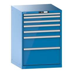 LISTA - Armoire à tiroirs 36x36E (LxPxH) 717x725x1000mm 7 tiroirs (1x50/2x75/2x100/1x200/1x300) 75kg KEY Lock Bleu clair RAL 5012