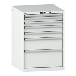 LISTA - Armoire à tiroirs 36x36E (LxPxH) 717x725x1000mm 7 tiroirs (1x50/2x75/2x100/1x200/1x300) 75kg KEY Lock Gris clair RAL 7035