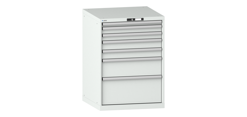 Armoire à tiroirs Lista 36x36E H 100 x L 71,7 x P 72,5 cm 7 tiroirs (1 x 5, 2 x 7,5, 2 x 10, 1 x 20 et 1 x 30cm) Key Lock