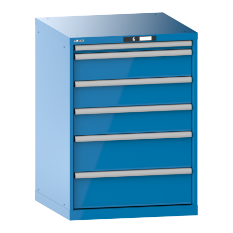 LISTA - Armoire à tiroirs 36x36E (LxPxH) 717x725x1000mm 6 tiroirs (1x50/3x150/2x200) 75kg KEY Lock Bleu clair RAL 5012