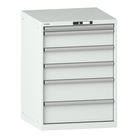 LISTA - Armoire à tiroirs 36x36E (LxPxH) 717x725x1000mm 6 tiroirs (1x50/3x150/2x200) 75kg KEY Lock Gris clair RAL 7035