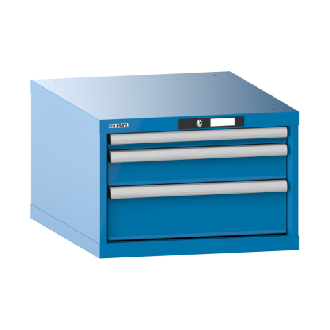 LISTA - Armoire à tiroirs 27x36E (LxPxH) 564x725x383mm 3 tiroirs (1x50/1x100/1x150) 75kg KEY Lock Bleu clair RAL 5012