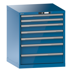 LISTA - Armoire à tiroirs 36x36E (LxPxH) 717x725x850mm 7 tiroirs (2x75/3x100/2x150) 200kg KEY Lock Bleu clair RAL 5012