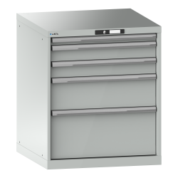 LISTA - Armoire à tiroirs 36x36E (LxPxH) 717x725x850mm 5 tiroirs (1x50/2x100/1x200/1x300) 200kg KEY Lock Gris clair RAL 7035