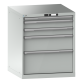 LISTA - Armoire à tiroirs 36x36E (LxPxH) 717x725x850mm 5 tiroirs (1x50/2x100/1x200/1x300) 200kg KEY Lock Gris clair RAL 7035