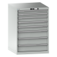 LISTA - Armoire à tiroirs 36x36E (LxPxH) 717x725x1000mm 8 tiroirs (2x75/3x100/3x150) 200kg KEY Lock Gris clair RAL 7035