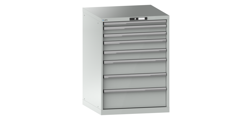 Armoire à tiroirs Lista 36x36E H 100 x L 71,7 x P 72,5 cm 8 tiroirs (1 x 5, 2 x 7,5, 2 x 10, 2 x 15 et 1 x 20 cm) Key Lock