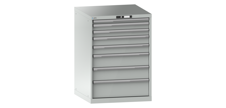Armoire à tiroirs Lista 36x36E H 100 x L 71,7 x P 72,5 cm 8 tiroirs (1 x 5, 2 x 7,5, 2 x 10, 2 x 15 et 1 x 20 cm) Key Lock