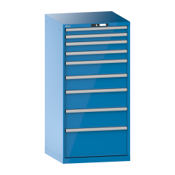 LISTA - Armoire à tiroirs 36x36E (LxPxH) 717x725x1450mm 9 tiroirs (2x75/2x100/2x150/2x200/1x300) 200kg KEY Lock Bleu clair RAL 5012