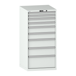LISTA - Armoire à tiroirs 36x36E (LxPxH) 717x725x1450mm 9 tiroirs (2x75/2x100/2x150/2x200/1x300) 200kg KEY Lock Gris clair RAL 7035