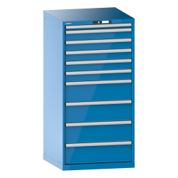 LISTA - Armoire à tiroirs 36x36E (LxPxH) 717x725x1450mm 10 tiroirs (1x50*/5x100/4x200) *75/200kg KEY Lock Bleu clair RAL 5012