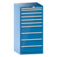 LISTA - Armoire à tiroirs 36x36E (LxPxH) 717x725x1450mm 10 tiroirs (1x50*/5x100/4x200) *75/200kg KEY Lock Bleu clair RAL 5012