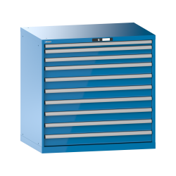 LISTA - Armoire à tiroirs 54x36E (LxPxH) 1023x725x1000mm 10 tiroirs (1x50*/2x75/7x100) *75/200kg KEY Lock Bleu clair RAL 5012