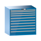 LISTA - Armoire à tiroirs 54x36E (LxPxH) 1023x725x1000mm 10 tiroirs (1x50*/2x75/7x100) *75/200kg KEY Lock Bleu clair RAL 5012