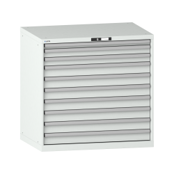 LISTA - Armoire à tiroirs 54x36E (LxPxH) 1023x725x1000mm 10 tiroirs (1x50*/2x75/7x100) *75/200kg KEY Lock Gris clair RAL 7035