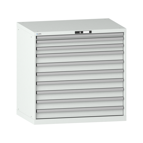 LISTA - Armoire à tiroirs 54x36E (LxPxH) 1023x725x1000mm 10 tiroirs (1x50*/2x75/7x100) *75/200kg KEY Lock Gris clair RAL 7035