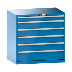 LISTA - Armoire à tiroirs 54x36E (LxPxH) 1023x725x1000mm 6 tiroirs (1x100/4x150/1x200) 200kg KEY Lock Bleu clair RAL 5012