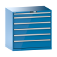 LISTA - Armoire à tiroirs 54x36E (LxPxH) 1023x725x1000mm 6 tiroirs (1x100/4x150/1x200) 200kg KEY Lock Bleu clair RAL 5012