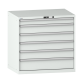 LISTA - Armoire à tiroirs 54x36E (LxPxH) 1023x725x1000mm 6 tiroirs (1x100/4x150/1x200) 200kg KEY Lock Gris clair RAL 7035
