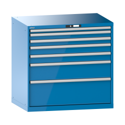 LISTA - Armoire à tiroirs 54x36E (LxPxH) 1023x725x1000mm 7 tiroirs (1x50*/2x75/2x100/1x200/1x300) *75/200kg KEY Lock Bleu clair RAL 5012