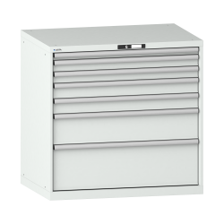 LISTA - Armoire à tiroirs 54x36E (LxPxH) 1023x725x1000mm 7 tiroirs (1x50*/2x75/2x100/1x200/1x300) *75/200kg KEY Lock Gris clair RAL 7035