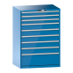 LISTA - Armoire à tiroirs 54x36E (LxPxH) 1023x725x1450mm 9 tiroirs (3x100/5x150/1x300) 200kg KEY Lock Bleu clair RAL 5012
