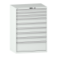 LISTA - Armoire à tiroirs 54x36E (LxPxH) 1023x725x1450mm 9 tiroirs (3x100/5x150/1x300) 200kg KEY Lock Gris clair RAL 7035