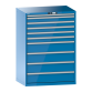 LISTA - Armoire à tiroirs 54x36E (LxPxH) 1023x725x1450mm 10 tiroirs (1x50*/5x100/4x200) *75/200kg KEY Lock Bleu clair RAL 5012