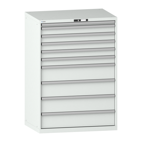 LISTA - Armoire à tiroirs 54x36E (LxPxH) 1023x725x1450mm 10 tiroirs (1x50*/5x100/4x200) *75/200kg KEY Lock Gris clair RAL 7035