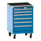 LISTA - Armoire à tiroirs mobile 27x27E (LxPxH) 564x572x890mm 6 tiroirs (2x75/3x100/1x150) 75kg roues en nylon  Ø100mm KEY Lock Bleu clair RAL 5012