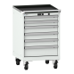 LISTA - Armoire à tiroirs mobile 27x27E (LxPxH) 564x572x890mm 6 tiroirs (2x75/3x100/1x150) 75kg roues en nylon  Ø100mm KEY Lock Gris clair RAL 7035