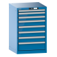 LISTA - Armoire à tiroirs 27x27E (LxPxH) 564x572x850mm 8 tiroirs (1x50/2x75/4x100/1x150) 75kg KEY Lock Bleu clair RAL 5012